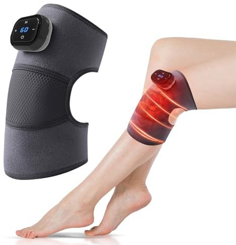 IGRARK Heated Knee Support, Cordless Heating Knee Pad Massager Joint Pain Relief, Rechargeable Heating Knee Brace Warmers for Shoulder/Elbow Relax, 3 Vibrations and Heating Modes