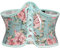 SCARLET DARKNESS Ceinture corset médiévale pour femme, à lacets, Waspie, avec imprimé floral, Imprimé floral bleu et rose, 46