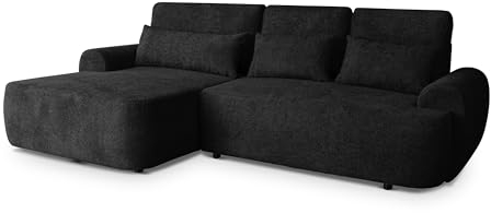 Robin Inspire Ecksofa Mit Schlaffunktion Bettkasten L Form Sofa Eckcouch Schlafcouch Freistehend Links Aldo Schwarz 266 x 160 x 87 cm