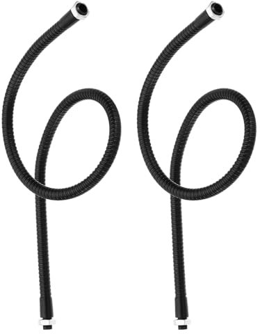 PATIKIL 23.6 Universal Gooseneck Hose, 2 Pcs M10 Fine Thread Bendable Metal Positioning Hose Flexible Arm Tube Extension for Lamp, DIY Equipment, Black