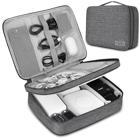 Hibucuo Travel Cable Organiser Bag, 3-Layers Electronics Accessories Organizer Bag Extra Large Universal Carry Travel Gadget Bag for Power Bank, Memory Card, Data Cable, Charger Hard Disk