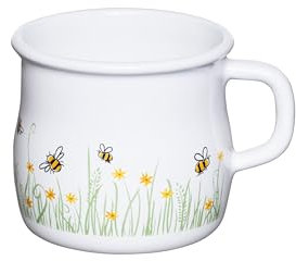 Riess, 0504-137, Topf mit B�rdel, 8 cm, 3/8L, LBH 11,4 x 8,88 x 8 cm, Gewicht 0,2kg, COUNTRY- BIENE, Emaille