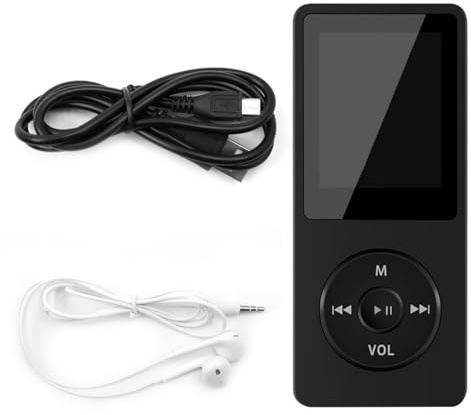 POFET Black Portable MP3 Player with FM Radio and Voice Recorder Bluetooth 5.0