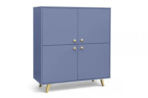 Albello Kommode Selly Schlafzimmer Kommode Modernes Sideboard Kommode Holzwerkstoff Kommode Blau 100 x 112 x 41 cm