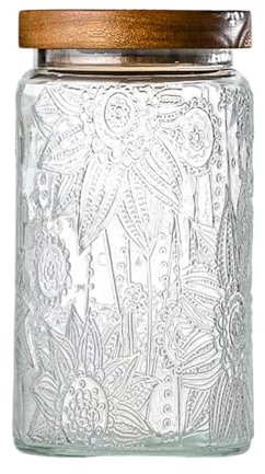 Adodeen Bocaux en verre vintage de 950 ml avec couvercles, récipients hermétiques pour le sucre, le café, le thé, les épices, la farine, les bonbons, les biscuits, les pâtes, les céréales, jolis