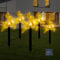 Lot de 5 piquets de jardin LED de Noël - Lumière chaude à énergie solaire - Éclairage d'ambiance - Pour décorations de Noël et déco de Noel en plein air, camping, jardin, pelouse (blanc chaud)