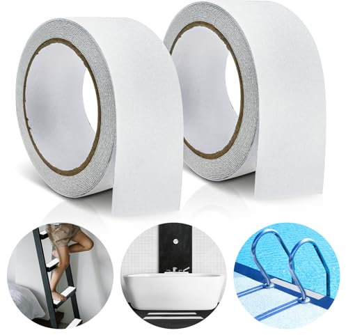 SenaiMy 2 Piezas Cinta Adhesiva Antideslizante Escaleras, Cinta Antideslizante Transparente, Autoadhesiva Cinta Antideslizante para Escaleras, Escalones, Terrazas (5cmx5m)