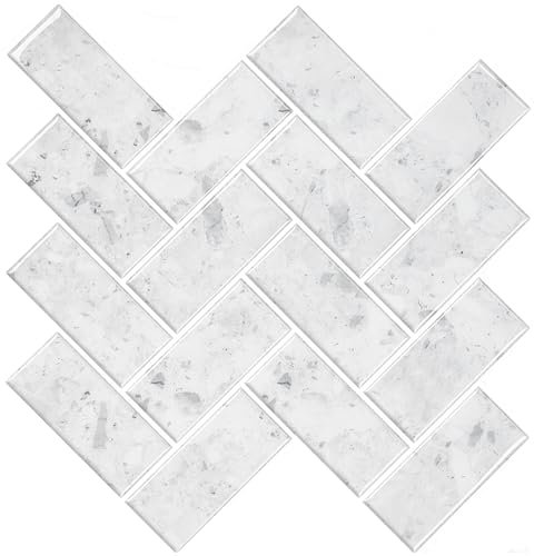 Fliesenspiegel für Küche und Badezimmer, 30,5 x 30,5 cm, 3D-Fliesen-Wandaufkleber im Barock-Stil, 10 Stück, weißer Marmor