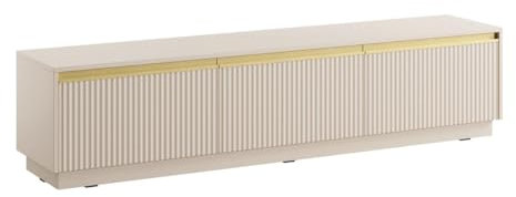 PASCAL MORABITO - Meuble TV Suspendu ou à Poser avec 3 Portes en MDF - Beige et doré - POSINIA de