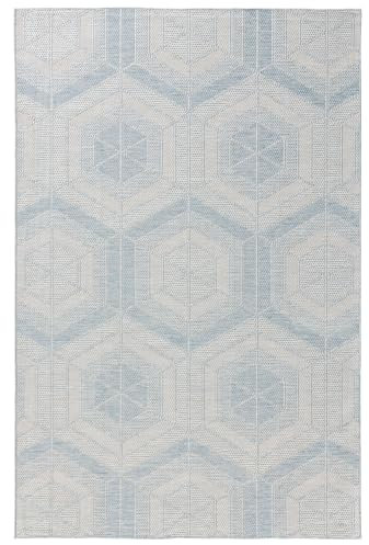 benuta Nest Teppich Bronco - Blau 80x150 cm - Kunstfaser - Outdoor geeignet - Rechteckig & im Style: Geometrisch, Minimalistisch - Pflegeleicht für Wohnzimmer Schlafzimmer