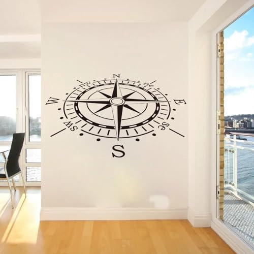 Wandaufkleber Kompass Wandaufkleber 3D Kompass Wandtattoo Büro Schule Kinderzimmer Spielzimmer Kompass Vinyl Kunst Wandbild 73x43cm