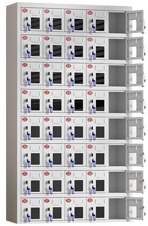ENHEN Phone Lock Box Stainless Steel Cell Mobile Phone for Students Teachers Employees, Secure Freestanding Phone Storage Cabinet Pocket, Independent Keys and Locks(30 Slots)