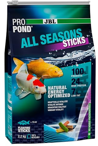 JBL PROPOND All Seasons Sticks 2,2kg (12 L) | Ganzjahresfutter Sticks für alle Teichfische | Gesunde & ausgewogene Ernährung | Schwimmend | ab 10 °C