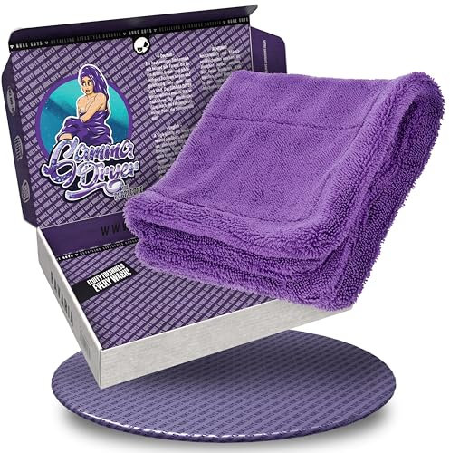 Nuke Guys Auto Trockentuch extrem saugstark & lackschonend | Gamma Dryer S 40x40cm Lila | 1400 GSM Mikrofaser Tuch zum effizienten Trocknen nach der Autowäsche | Mikrofasertuch