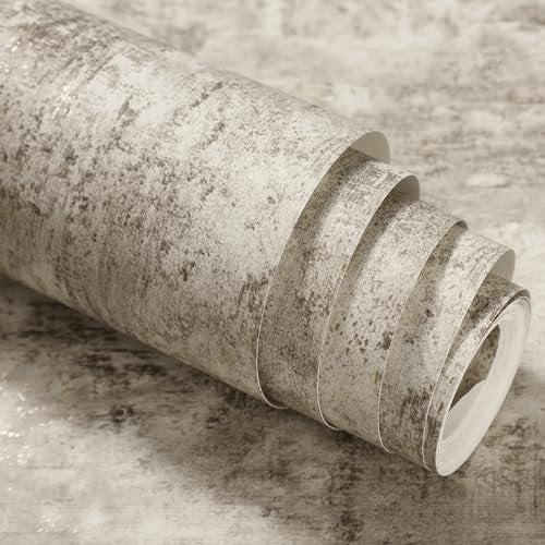 Pamatio Concrete Glitter Effect Wallpaper Non-Woven Modern Retro Brown Yellow Vintage Industrial Mottled Textured Metallic Wallpaper - for Bedroom Adults Living Room Corridor Wall Paper, 53cm X 9.5m