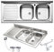 Lavello FHULLER Monostampo Da Appoggio 120X50 In Acciaio Inox AISI 304 Con Due Vasche a DESTRA e Gocciolatoio a SINISTRA Per Sottolavello da 120 Cucina Componibile Modello Pisa PI1202MLPC