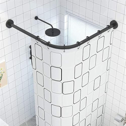 Tringle à rideau de douche incurvée en forme de L pour salle de bain et vestiaire