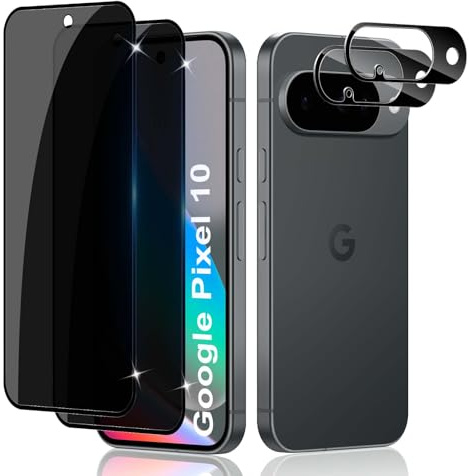 Liilaa Protector de Pantalla de Privacidad para Google Pixel 10, 2 Piezas Antiespia Cristal Vidrio Templado y 2 Piezas Protectore Cámara, Sin Burbujas alta Sensibilidad