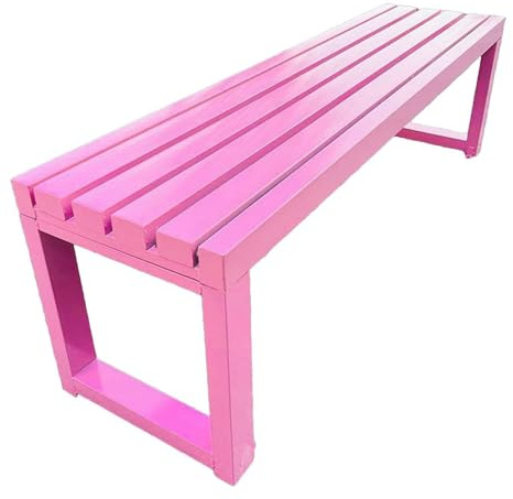 LIMENQIN Gartenbank aus Metall, Wetterfest Parkbank, Terrassenbank für 2-3 Personen, Stuhl Ohne Rückenlehne für Veranda, Balkon, Einfache Montage(Pink,100cm/39.3in)