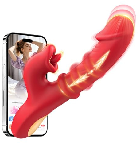 Vibromasseurs Feminin va et vient avec Léchage Réaliste Gode Femme Sex Toys | 7 télesc. 10 vibr. Sextoyse Femme Sex Rabbit Vibromasseur Clitoridien Godemichets Sexes Toye Femmes Vibrant +App
