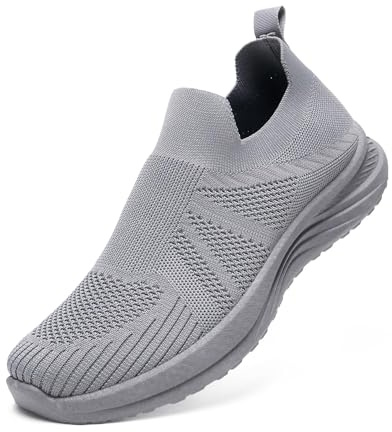 JOMIX Sneaker Uomo Slip on Scarpe Senza Lacci Sneakers Scarpe da Ginnastica Outdoor Scarpe da Trekking Jogging (Gray,42)