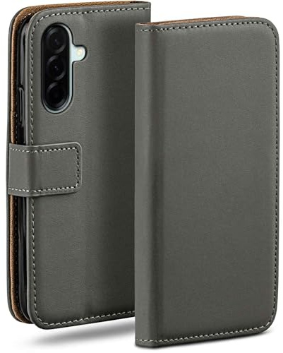 moex für Samsung Galaxy A57 5G Hülle mit Kartenfach, Handyhülle klappbar 360 Grad Schutzhülle, PU Leder Handytasche Samsung Galaxy A57 5G Klapphülle Flip Case, Grau