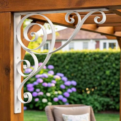 DanDiBo Console 50 x 50 cm - Bandeaux en fer forgé - Blanc - Connecteur d'angle - Console murale - Support d'étagère