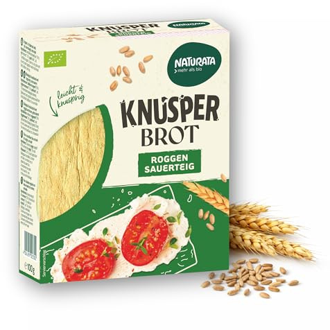 NATURATA Bio Knusperbrot Roggen-Sauerteig 100 g - 12 Scheiben - Dünnes Knuspriges Knäckebrot aus Roggenvollkorn - Vegetarische Brotalternative für Dips und Aufstriche - Veganer Snack für Unterwegs