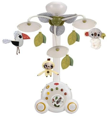 Tiny Love Soothe 'n Groove Mobile, 2-in- Musik Mobile Baby Elektrisch, 0+ Monate, in ein Mobile Babybett für Unterwegs Verwandelbar, Visuelle Stimulation, 18 Melodien, 40 Minuten Musik, Boho Chic