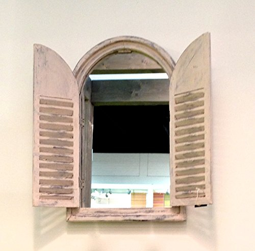 Antikas - Spiegel indischer Stil, Spiegelfenster Gäste-WC, Fenster als Spiegel Holzrahmen
