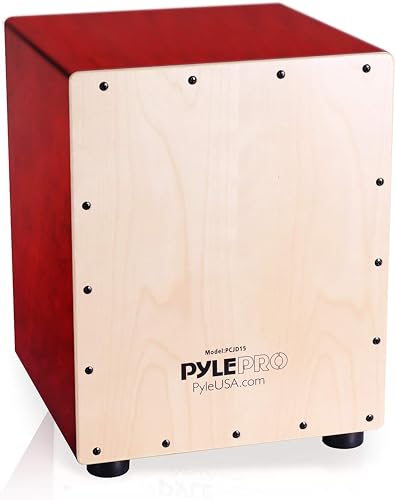 Pyle Percussione Cajon Strumento Musicale Acustico con Corde, Marrone, Legno di Betulla 30,5 x 30,5 x 46 Centimetri, Peso 4 Chilogrammi, Piedini Antivibrazione, Perfetto per Tutti i Livelli