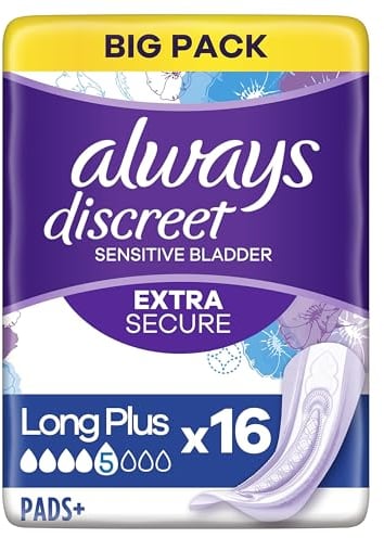 Always Discreet Inkontinenzeinlagen Damen, Long Plus, 32 Einlagen mit hoher Saugfähigkeit (8 x 4 Packungen), Geruchsneutralisierer, Sparpack, für empfindliche Blase