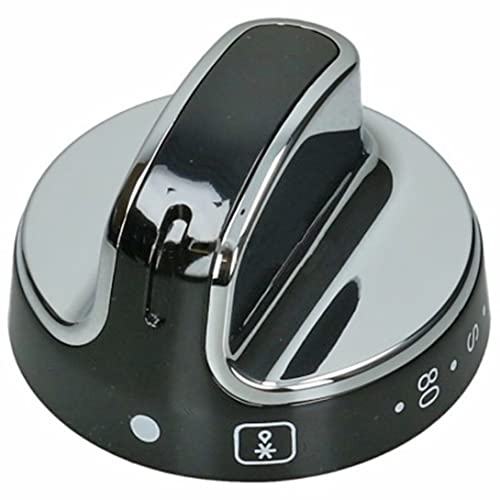 SPARES2GO Perilla para Controlar la Temperatura compatible con New World Cocinas Hornos (Negro/Plata)