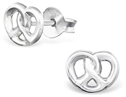 Bungsa Ohrstecker Bretzel mit Kristall aus .925 ECHTSILBER Damen