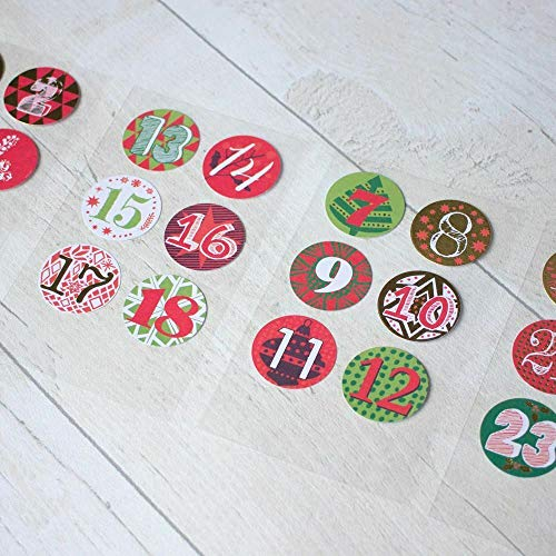 Adventskalender Sticker, rot/grün