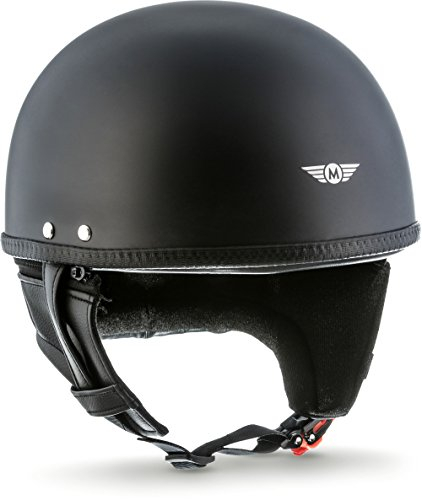 MOTO Helmets® D22 „Matt Black“ · Brain-Cap · Halbschale Jet-Helm Motorrad-Helm Roller-Helm · Fiberglas Schnellverschluss SlimShell Tasche M (57-58cm)
