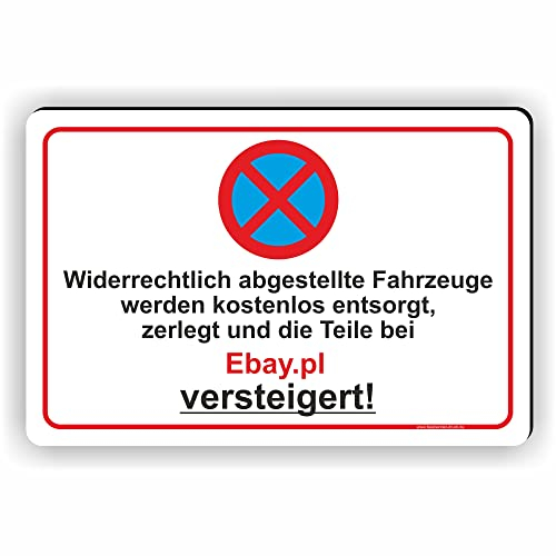 Fassbender-Druck SCHILDER - PARKVERBOT TEILE WERDEN VERSTEIGERT - Parken verboten Schild - Schild zum Markieren vom absoluten Parkverbot oder Privatgrundstück - lustiges FUN Schild (30x20cm Schild)