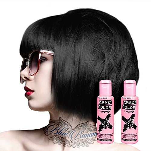 Crazy Color Semi-permanente Haarfarbe, vibrierende Farbe, 100 ml (schwarz)
