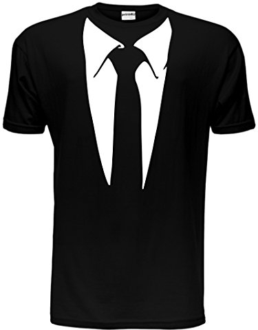 Krawatte mit Kragen Smoking Lustiges Geschenk Herren T-Shirt Größe S-XXL Gr. XL, Schwarz