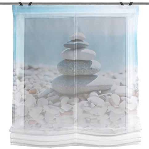 HOME WOHNIDEEN Raffrollo Voile Digitaldruck Benosta 1 Teilig 140 x 60 cm Blau