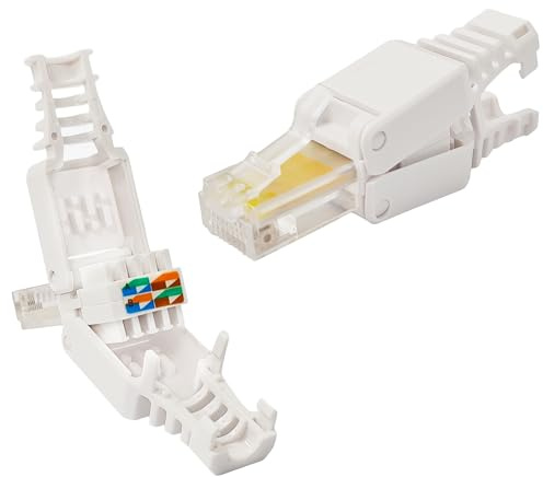 Premium X 10x Netzwerkstecker CAT5e RJ45 Adapter Kupplung für CAT5 und CAT6 Verlegekabel Patchkabel AWG 24, 25 und 26 Innenleiter LAN Stecker Werkzeugfrei Werkzeuglos Stecker