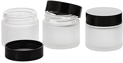 Pot en verre mat 30 ml avec couvercle, pot de crème cosmétex, pot de 3 x 30 ml avec couvercle noir
