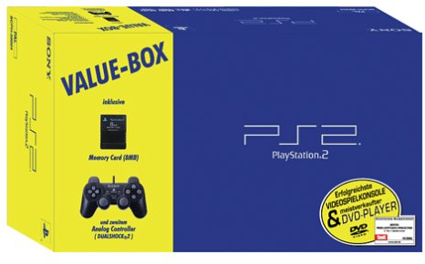 PS2 Value-Box (Konsole, Memorycard, 2 Gamepads)