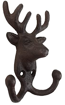 zeitzone Garderobenhaken Hirsch Kleiderhaken Doppelt Gusseisen Antik-Braun