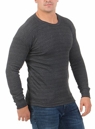 A&LE Fashion Herren Thermo-Unterhemd Langarm Innenfleece für den Winter warm Arbeitsbekleidung angeraut 4035 (9/3XL, Anthrazit)