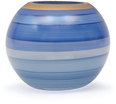 Angela neue Wiener Werkstaette Glasvase veredelt Kugelform, Glas, Hellblau/blau, 14 x 14 x 14 cm