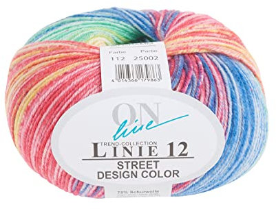 Online Wolle Street Design Color Linie 12 50g 210m Lauflänge 75% Schurwolle 25% Polyamid Farbe 112