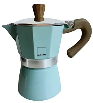 Gnali & Zani Espressokocher Gnali&Zani Venezia-Cafetera de inducción (3 Tazas), Color Azul Claro, Aluminio, Verde Menta