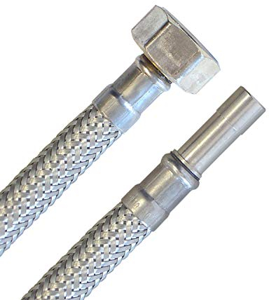Panzerschlauch 1/2ÜM x 10mm Rohr, Flexschlauch für Sanitär mit Trinkwasserzulassung, DN08, Edelstahl, Länge 70 cm, Made in Germany