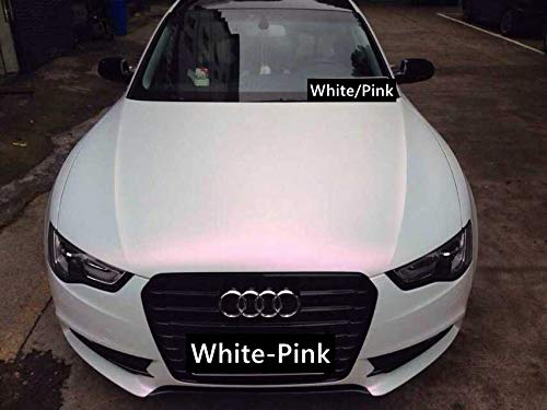 3D Perlmutt Effekt Folie Weiß >Pink mit Luftkanal 1,52m Car Wrapping Farbwechsel 0,5m x 1,52m